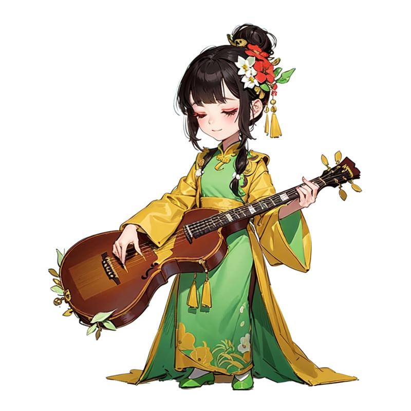 11877-295924060-qgufeng game icon institute game icon 1girl solo hair ornament black hair closed eyes instrument flower hair flower s.png